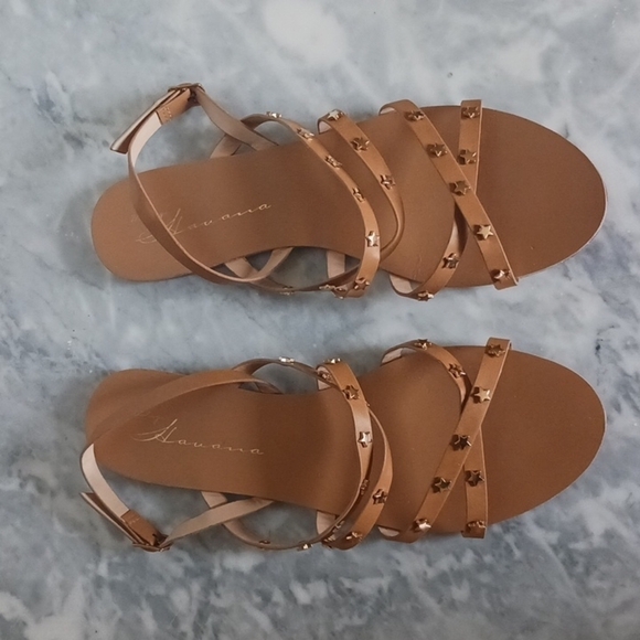 Vintage Havana Flat Strappy Star Stud Sandals,  Size 10 - Picture 9 of 10